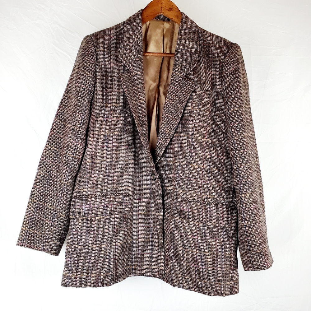 Vintage KGR Tweed‎ Plaid Check Blazer